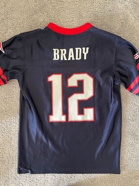NFL Navy Youth Brady #12 Football Jersey with Red Accents youth small